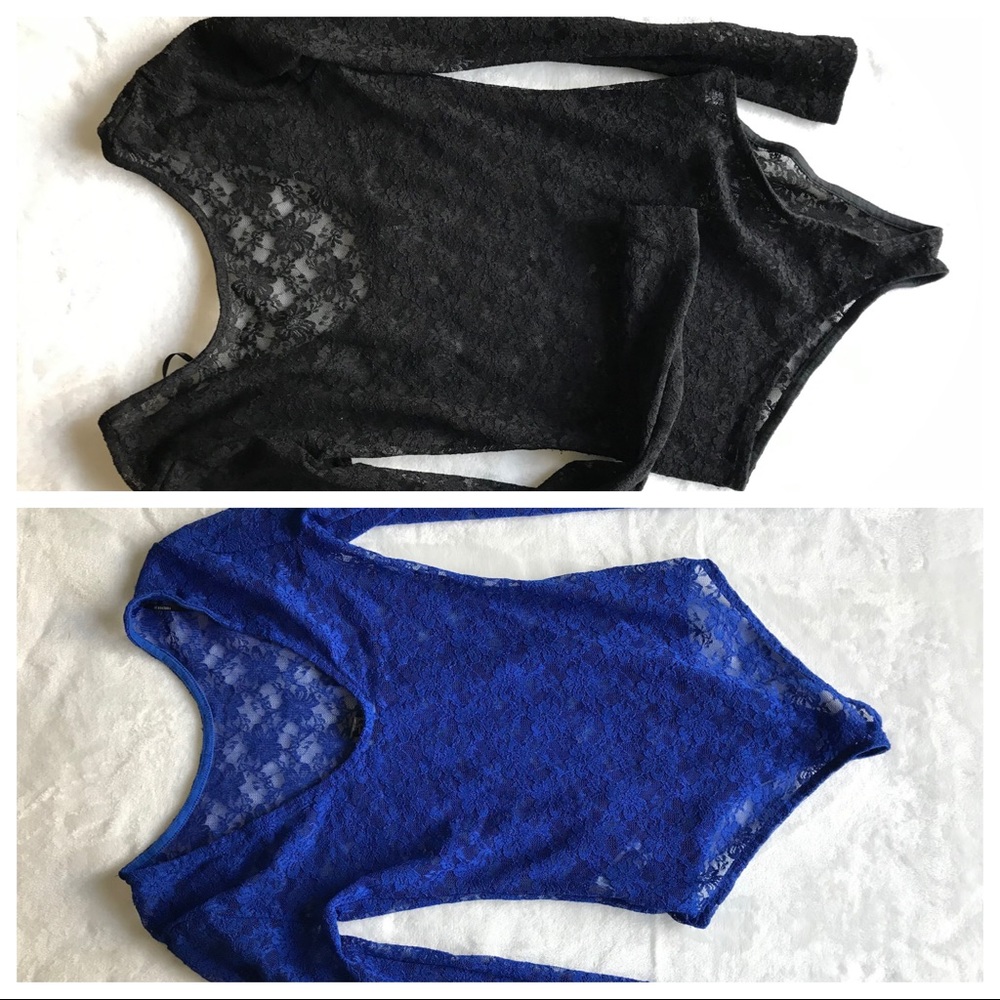 Bundle 2 Forever 21 lace bodysuit black & blue M